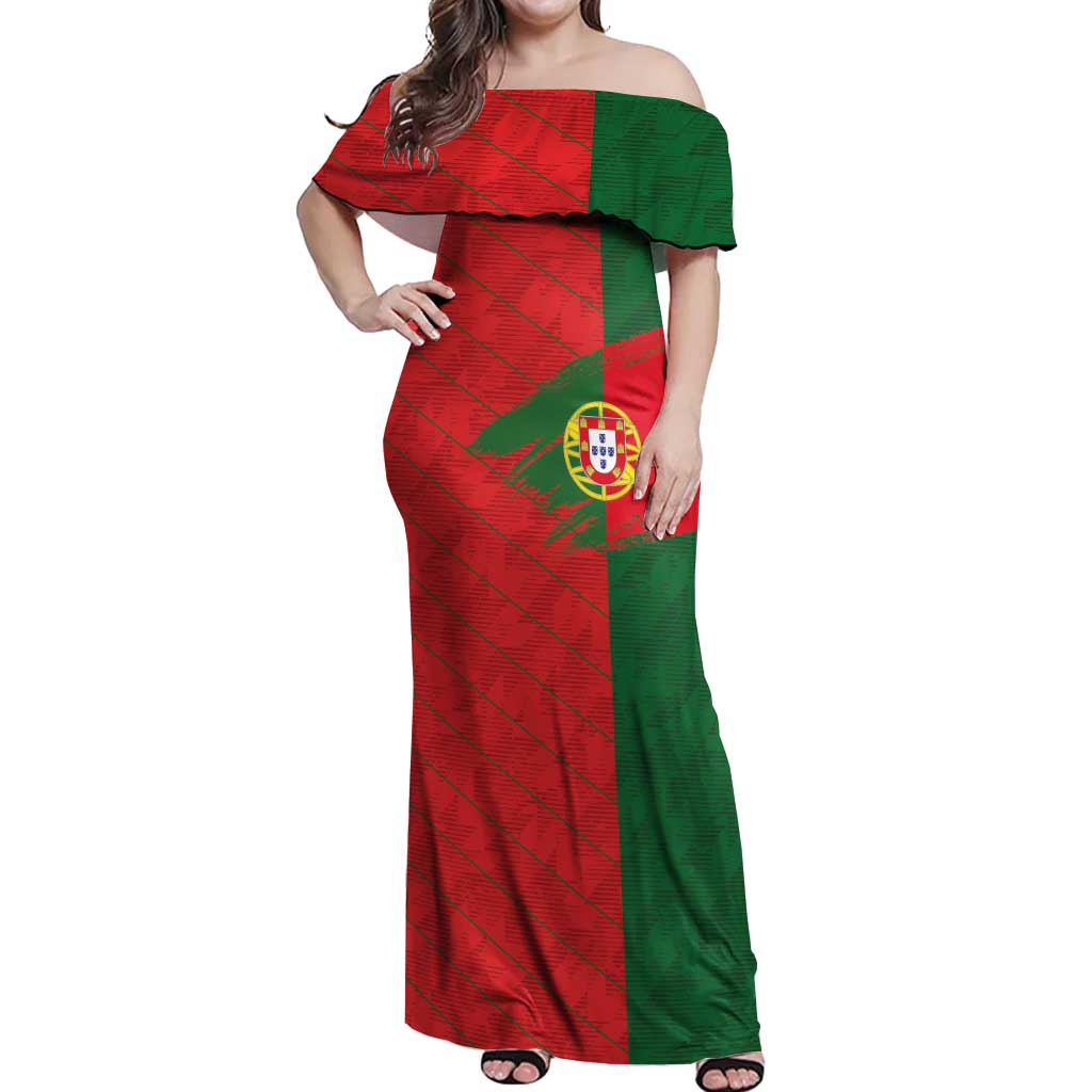 Custom Portugal Football 2024 Go Champion Off Shoulder Maxi Dress - Wonder Print Shop