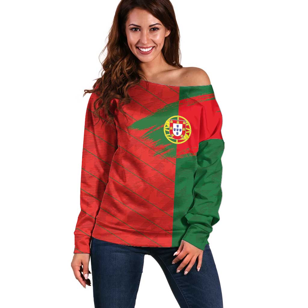 Custom Portugal Football 2024 Go Champion Off Shoulder Sweater - Wonder Print Shop