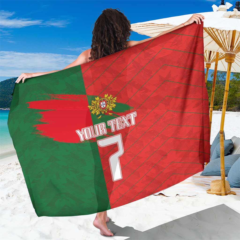 Portugal football-style sarong with red and green panels and crest, custom number 7