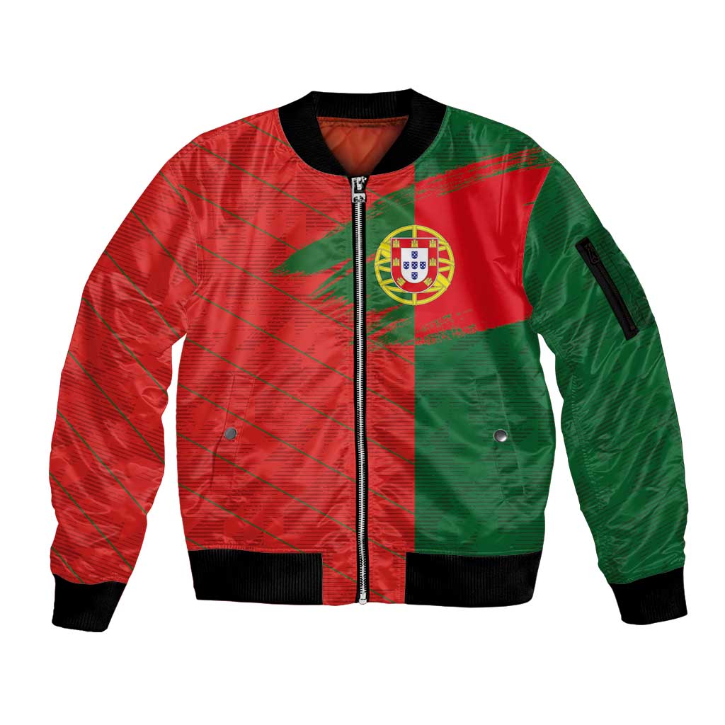 Custom Portugal Football 2024 Go Champion Sleeve Zip Bomber Jacket - Wonder Print Shop