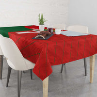 Portugal 2024 football tablecloth, red and green geometric pattern on dining table