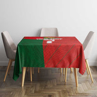 Rectangular Portugal 2024 football tablecloth, red and green design with center emblem