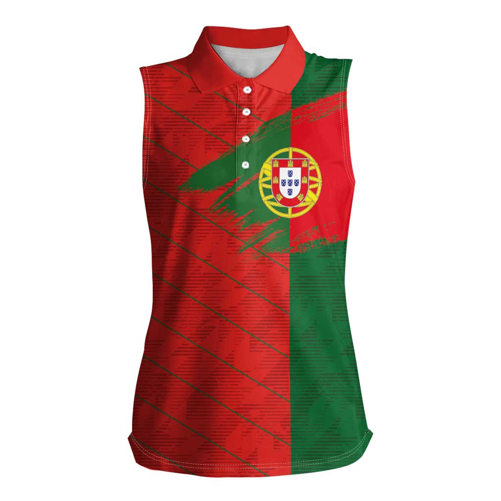 Custom Portugal Football 2024 Go Champion Women Sleeveless Polo Shirt - Wonder Print Shop