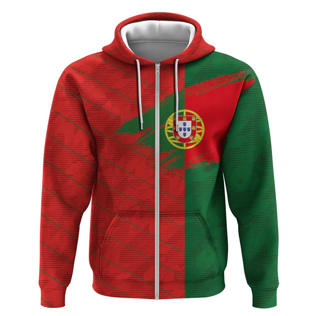 Custom Portugal Football 2024 Go Champion Zip Hoodie - Wonder Print Shop