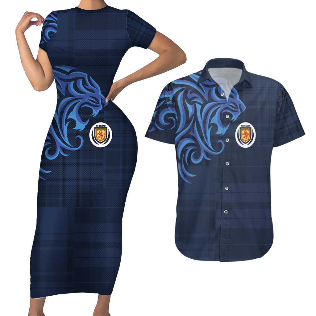 Custom Scotland Football 2024 Go Champion Couples Matching Short Sleeve Bodycon Dress and Hawaiian Shirt - Wonder Print Shop