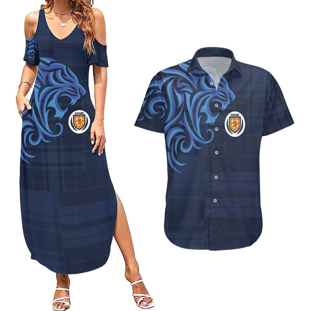 Custom Scotland Football 2024 Go Champion Couples Matching Summer Maxi Dress and Hawaiian Shirt - Wonder Print Shop