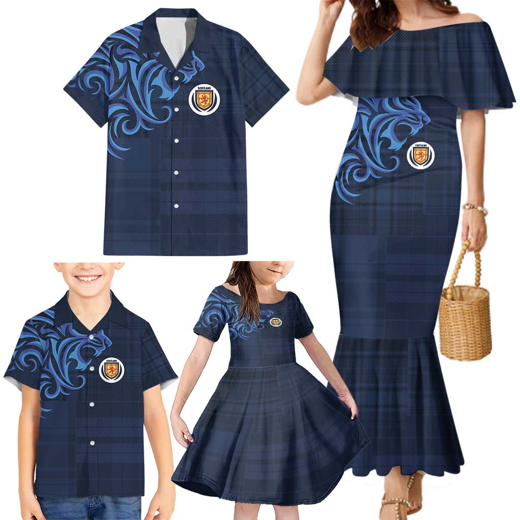 Custom Scotland Football 2024 Go Champion Family Matching Mermaid Dress and Hawaiian Shirt - Wonder Print Shop