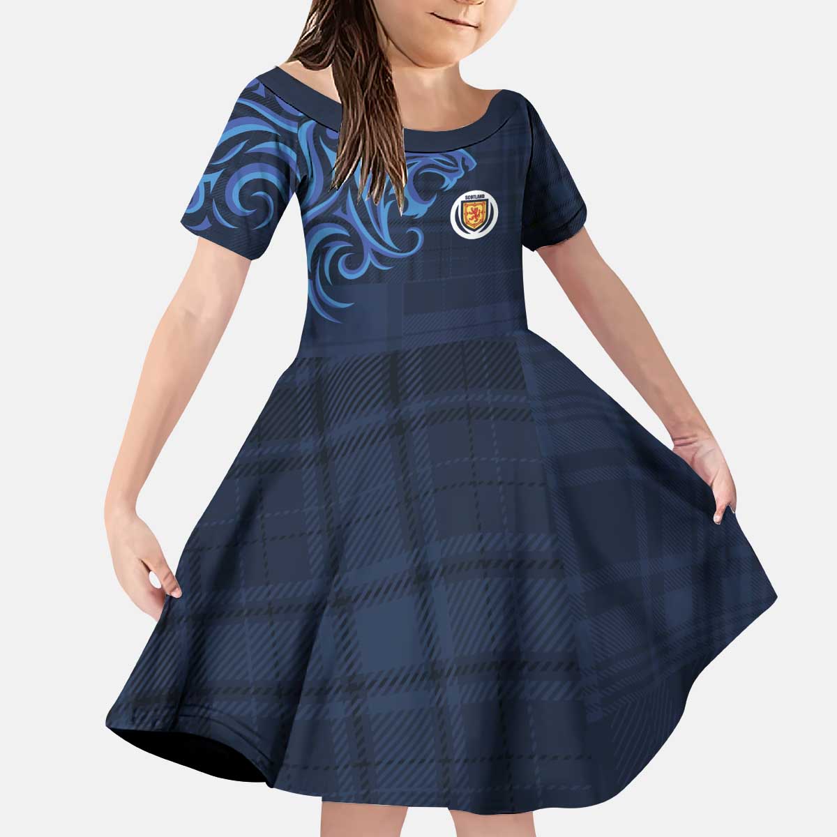 Custom Scotland Football 2024 Go Champion Kid Short Sleeve Dress - Wonder Print Shop