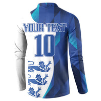 Blue and white football sweatshirt back with YOUR TEXT and number 10