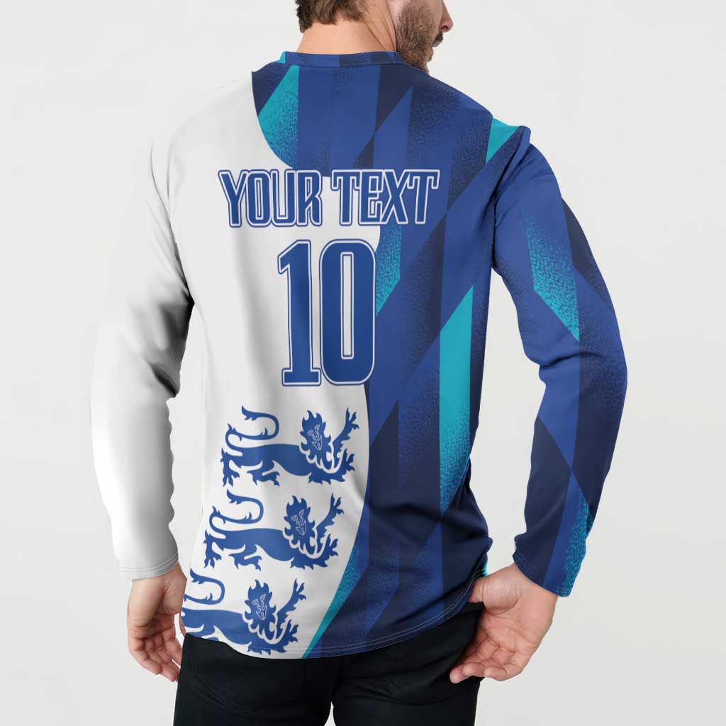 Blue and white football sweatshirt back with YOUR TEXT, number 10, and lions