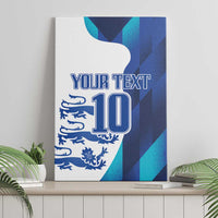 Blue and white canvas wall art centered on shelf, “YOUR TEXT” and number 10