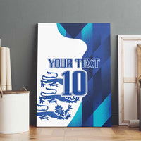 Blue canvas wall art with “YOUR TEXT” and large outlined 10 emblem graphic