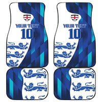 Set of 4 blue England car mats with Your Text 10 and lion crest design