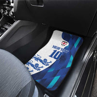 Blue England car floor mat with Your Text 10 and lion graphic for rear seat