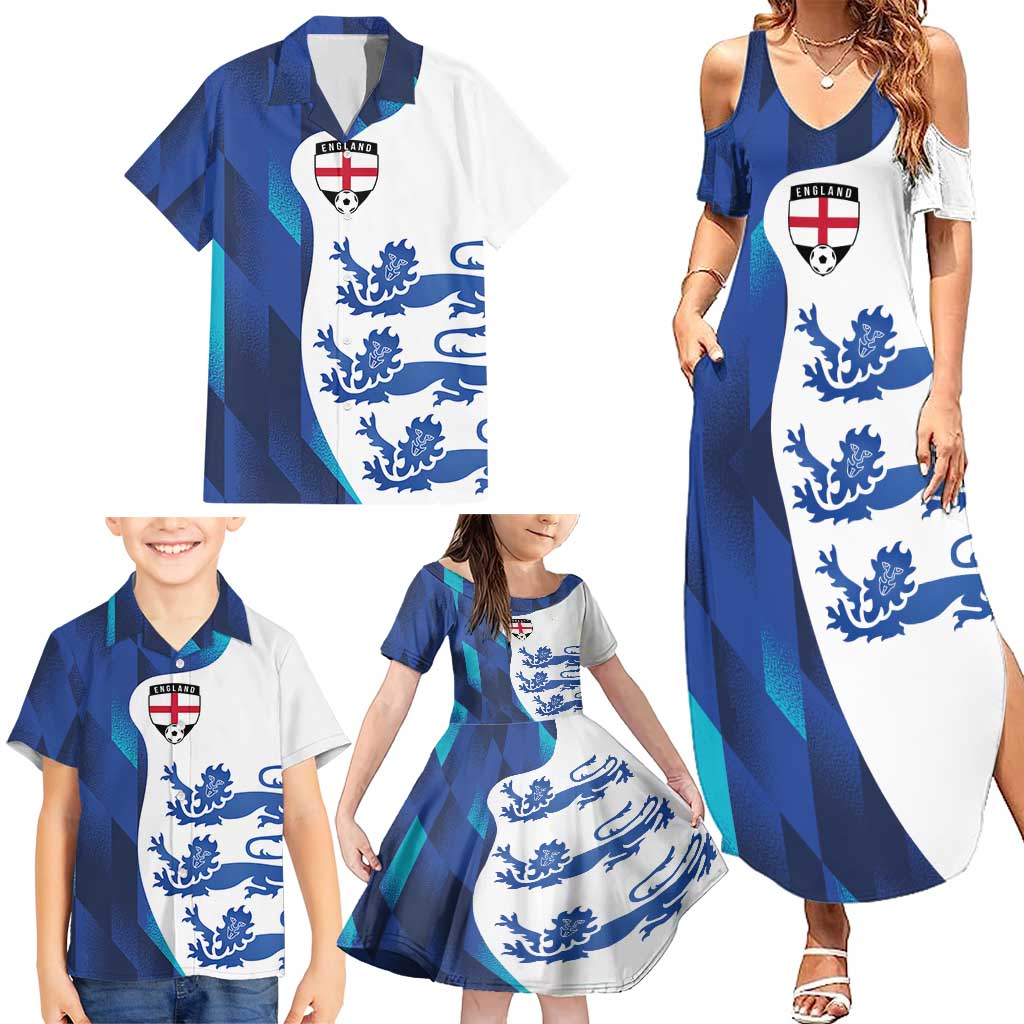 Custom England Football 2024 Go Champion Family Matching Summer Maxi Dress and Hawaiian Shirt - Wonder Print Shop