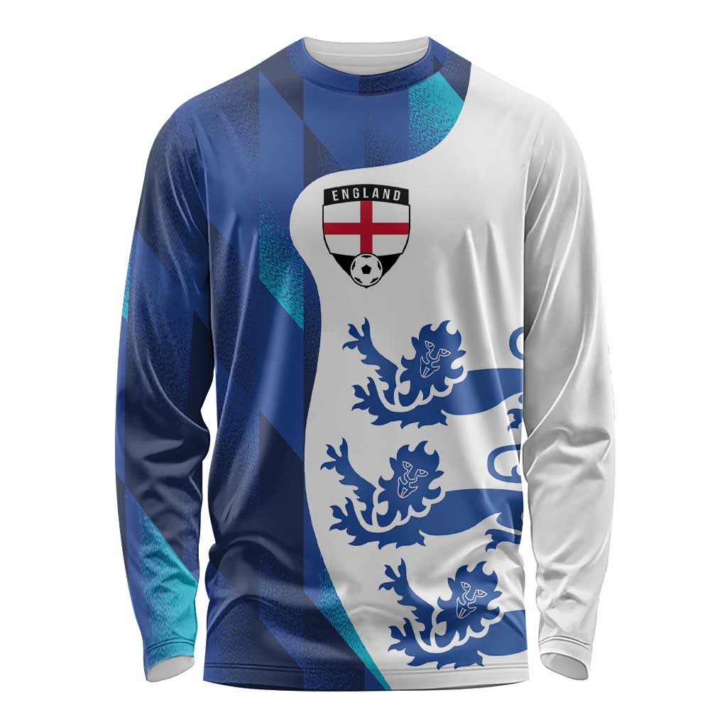 Unisex long-sleeve football shirt in blue and white with England crest graphic on chest