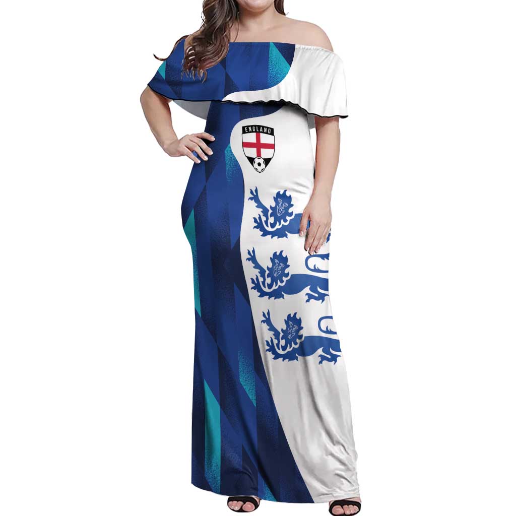 Custom England Football 2024 Go Champion Off Shoulder Maxi Dress - Wonder Print Shop