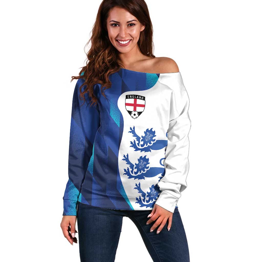 Custom England Football 2024 Go Champion Off Shoulder Sweater - Wonder Print Shop