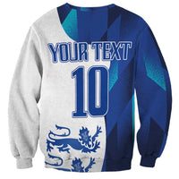 Unisex sweatshirt back with blue-and-gray design, "YOUR TEXT" and number 10