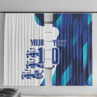 Pair of blue and white England football window curtains with centered 'YOUR TEXT 10'