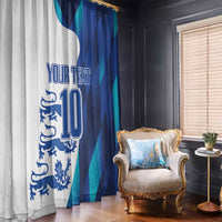Blue and white England football window curtains with large 'YOUR TEXT 10' print