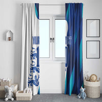 Set of blue and white England football window curtains, one side printed 'YOUR TEXT'