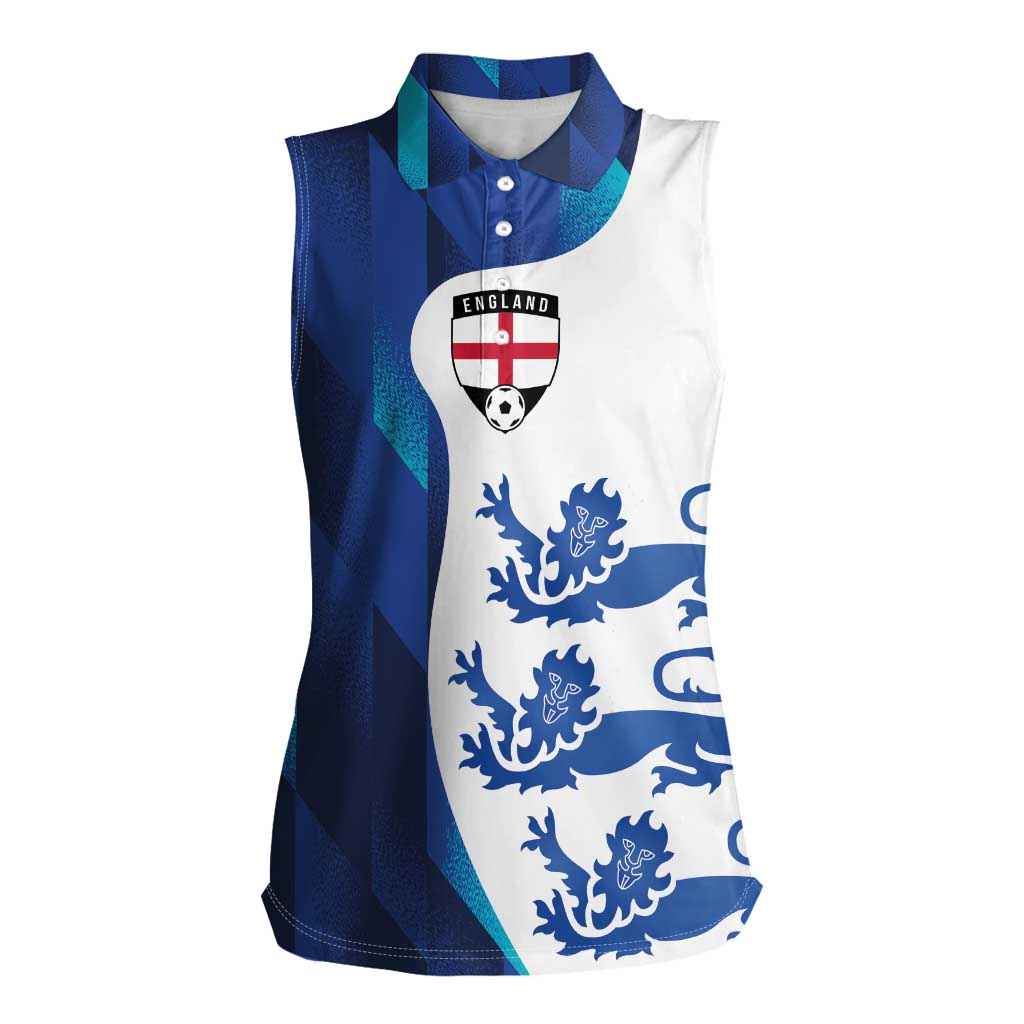 Custom England Football 2024 Go Champion Women Sleeveless Polo Shirt