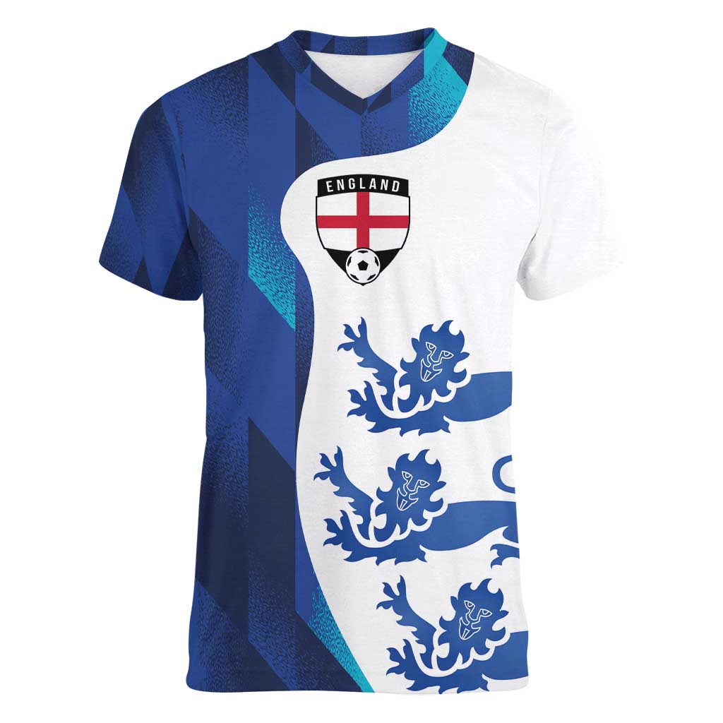 Custom England Football 2024 Go Champion Women V-Neck T-Shirt