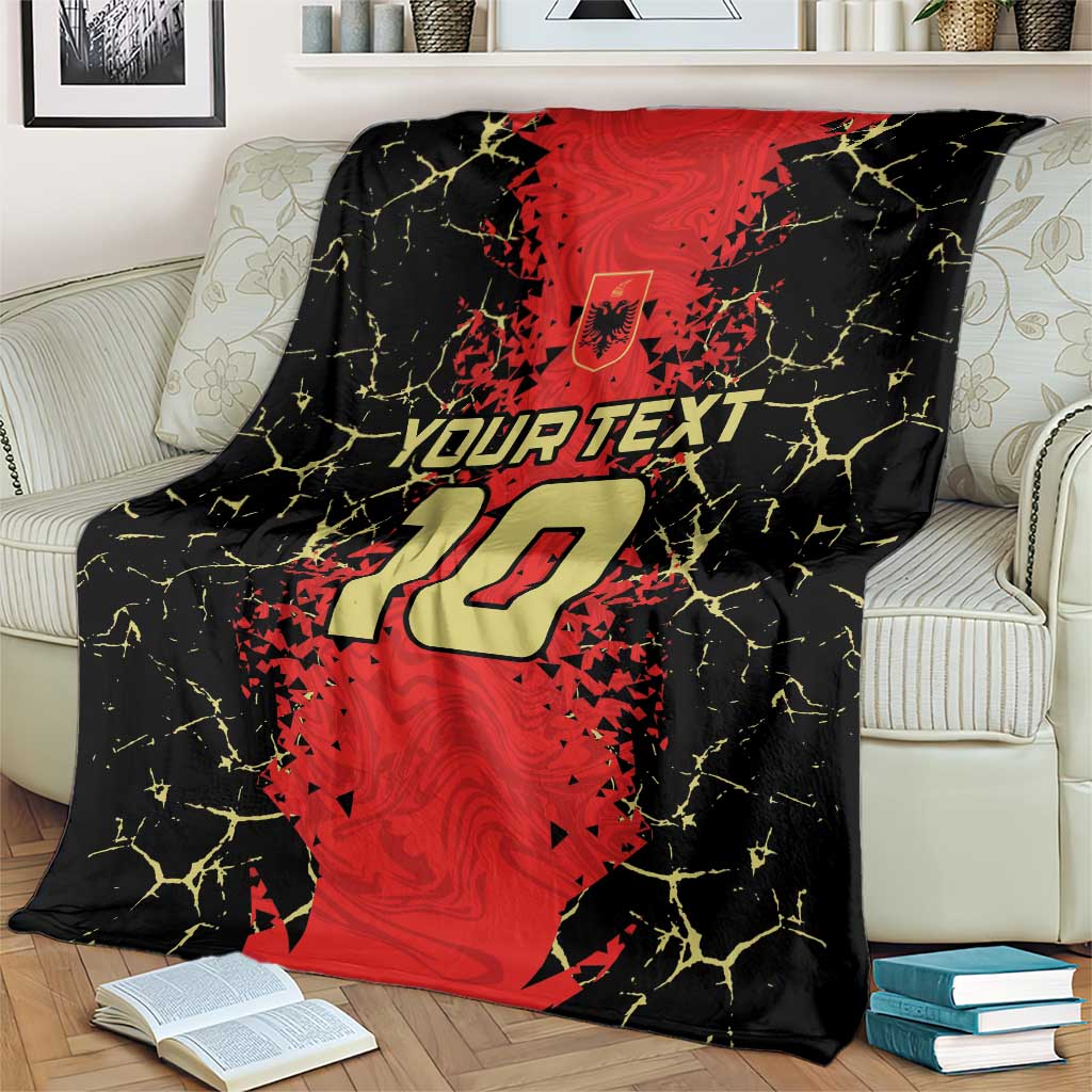 Black and red custom football blanket with shield crest and 20 jersey design