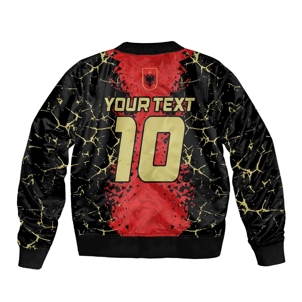 Bomber jacket with red-and-black back graphic, YOUR TEXT and 10 number print, crest