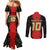 Custom Albania Football 2024 Go Champion Couples Matching Mermaid Dress and Long Sleeve Button Shirt