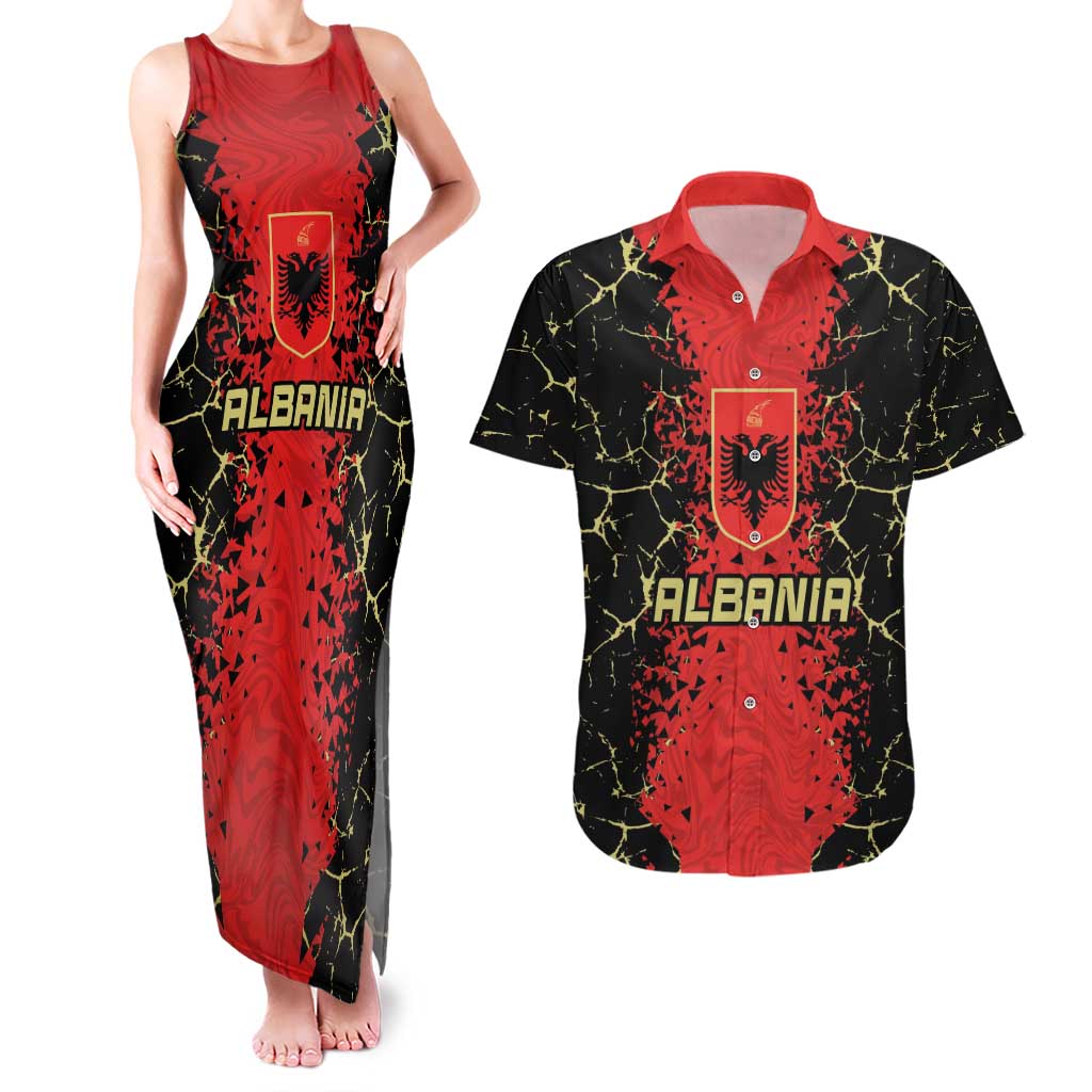 Custom Albania Football 2024 Go Champion Couples Matching Tank Maxi Dress and Hawaiian Shirt - Wonder Print Shop