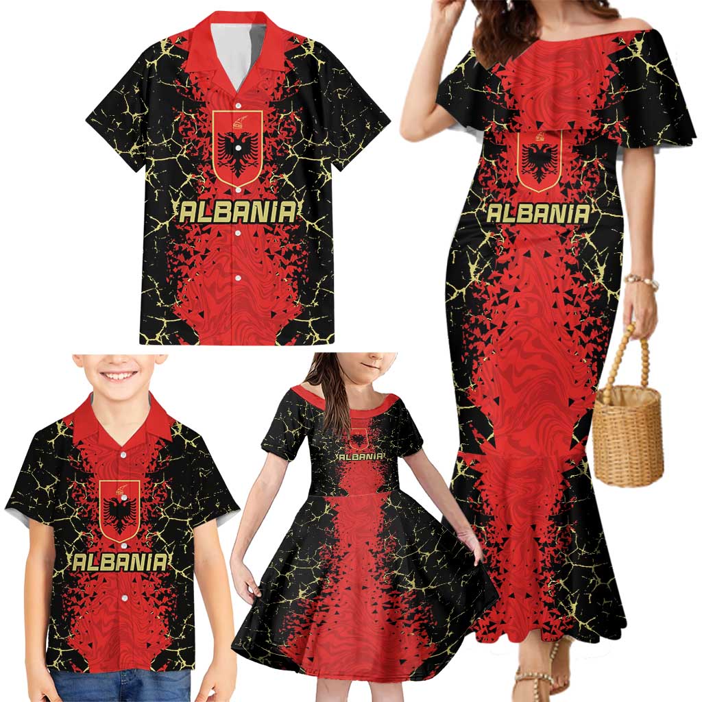 Custom Albania Football 2024 Go Champion Family Matching Mermaid Dress and Hawaiian Shirt - Wonder Print Shop