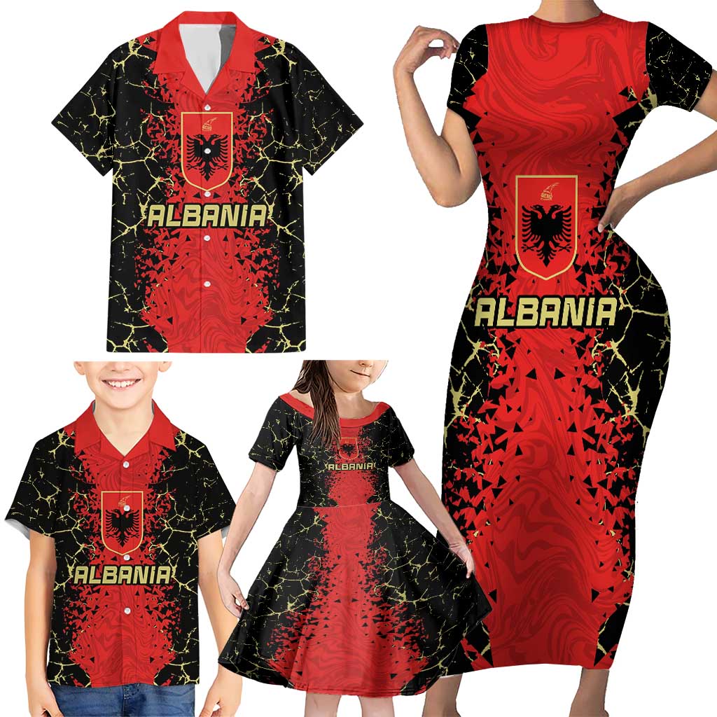 Custom Albania Football 2024 Go Champion Family Matching Short Sleeve Bodycon Dress and Hawaiian Shirt - Wonder Print Shop