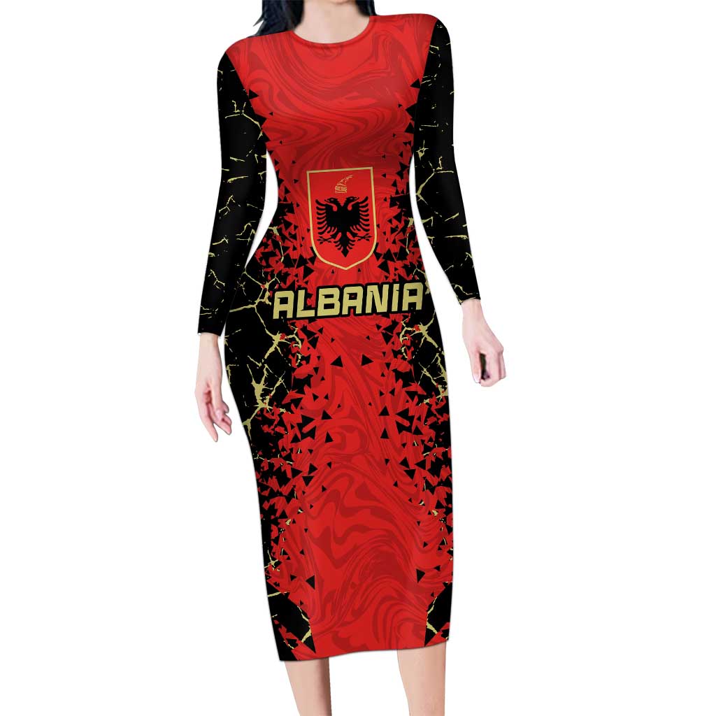 Custom Albania Football 2024 Go Champion Long Sleeve Bodycon Dress - Wonder Print Shop