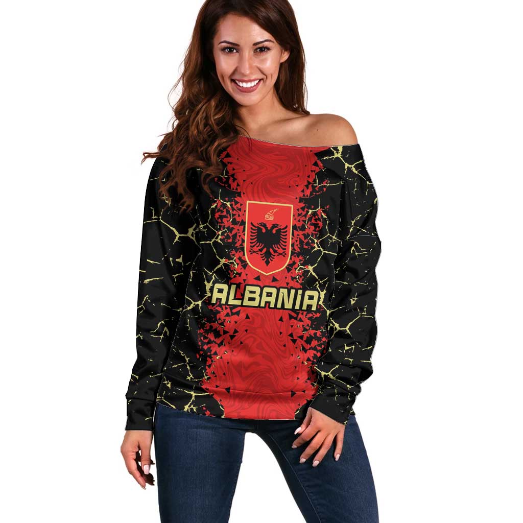 Custom Albania Football 2024 Go Champion Off Shoulder Sweater - Wonder Print Shop