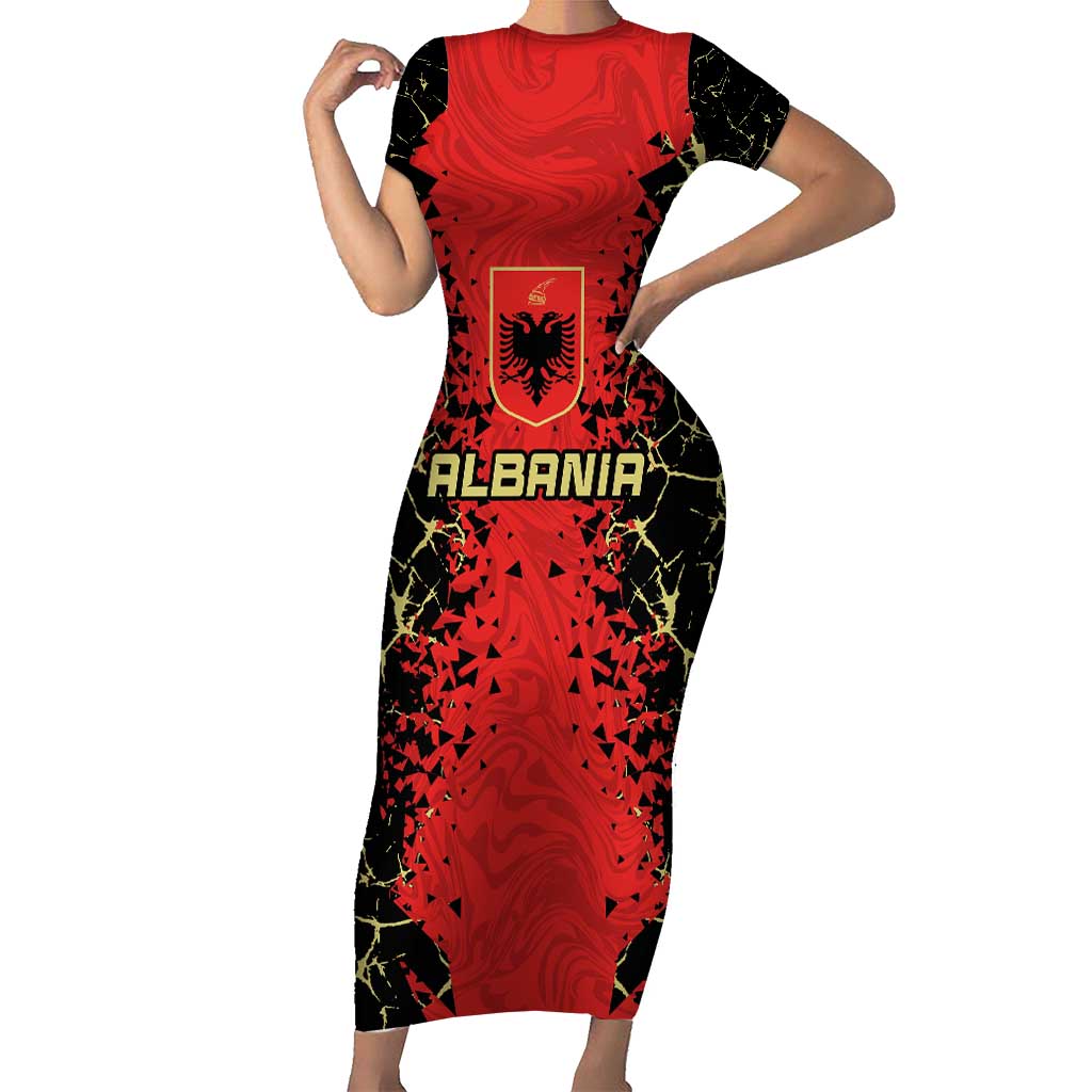 Custom Albania Football 2024 Go Champion Short Sleeve Bodycon Dress - Wonder Print Shop