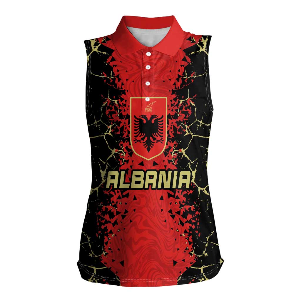 Custom Albania Football 2024 Go Champion Women Sleeveless Polo Shirt - Wonder Print Shop