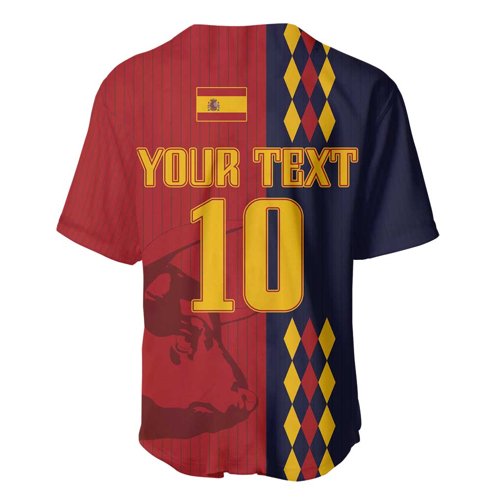 Spain baseball jersey back in red and navy with YOUR TEXT and number 10
