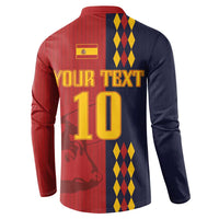 Back of red and navy button-up sweatshirt with YOUR TEXT and large 10 graphic