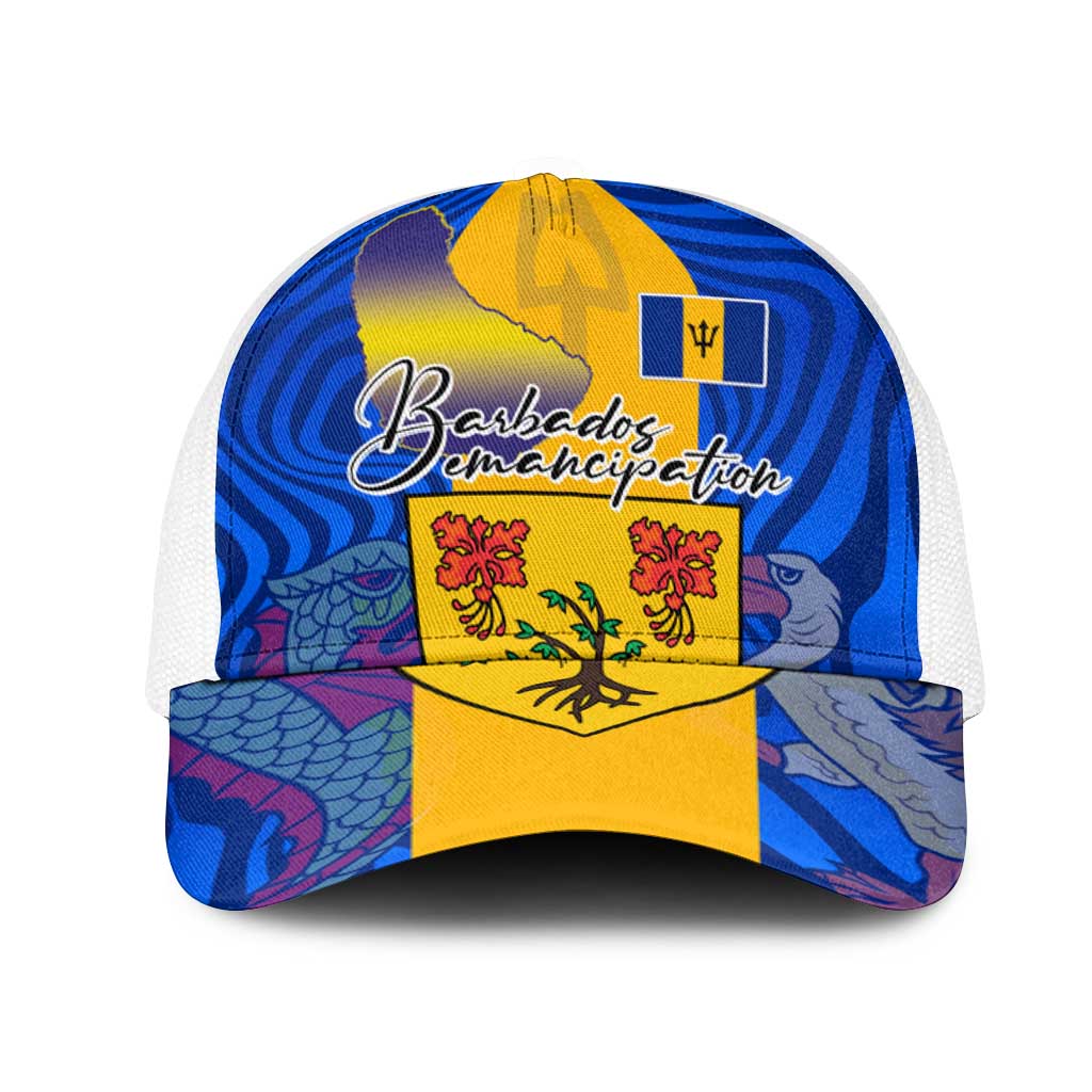 Barbados Emancipation Day Mesh Trucker Cap Coat of Arms and Map National Flag Style - Wonder Print Shop