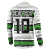 Custom Zimbabwe Rugby Button Sweatshirt Geometric Chevron Wall Motif Stripes Style