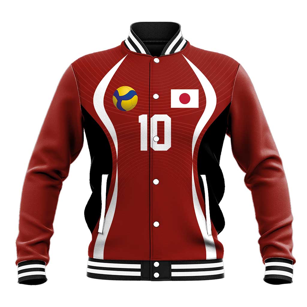 Custom Japan Volleyball Baseball Jacket Sporty Style Red Color