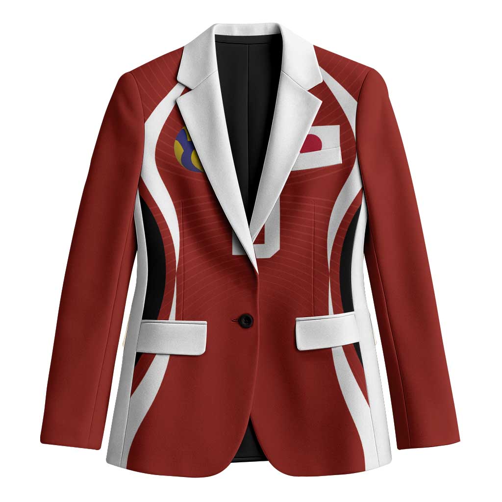 Custom Japan Volleyball Blazer Sporty Style Red Color