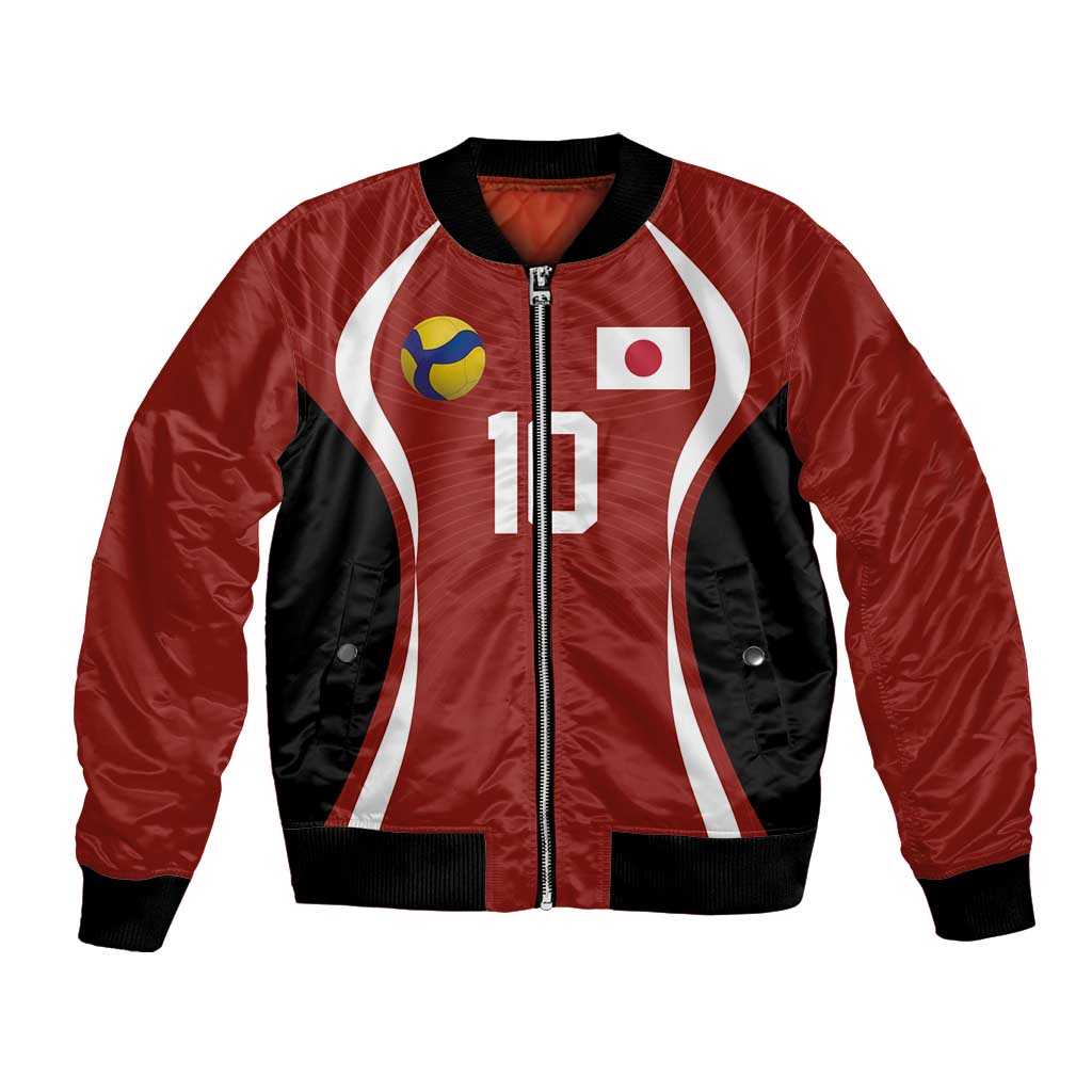Custom Japan Volleyball Bomber Jacket Sporty Style Red Color