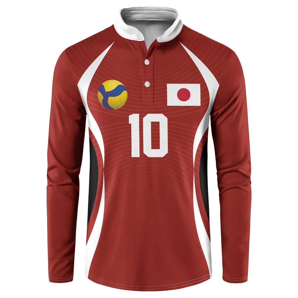 Custom Japan Volleyball Button Sweatshirt Sporty Style Red Color