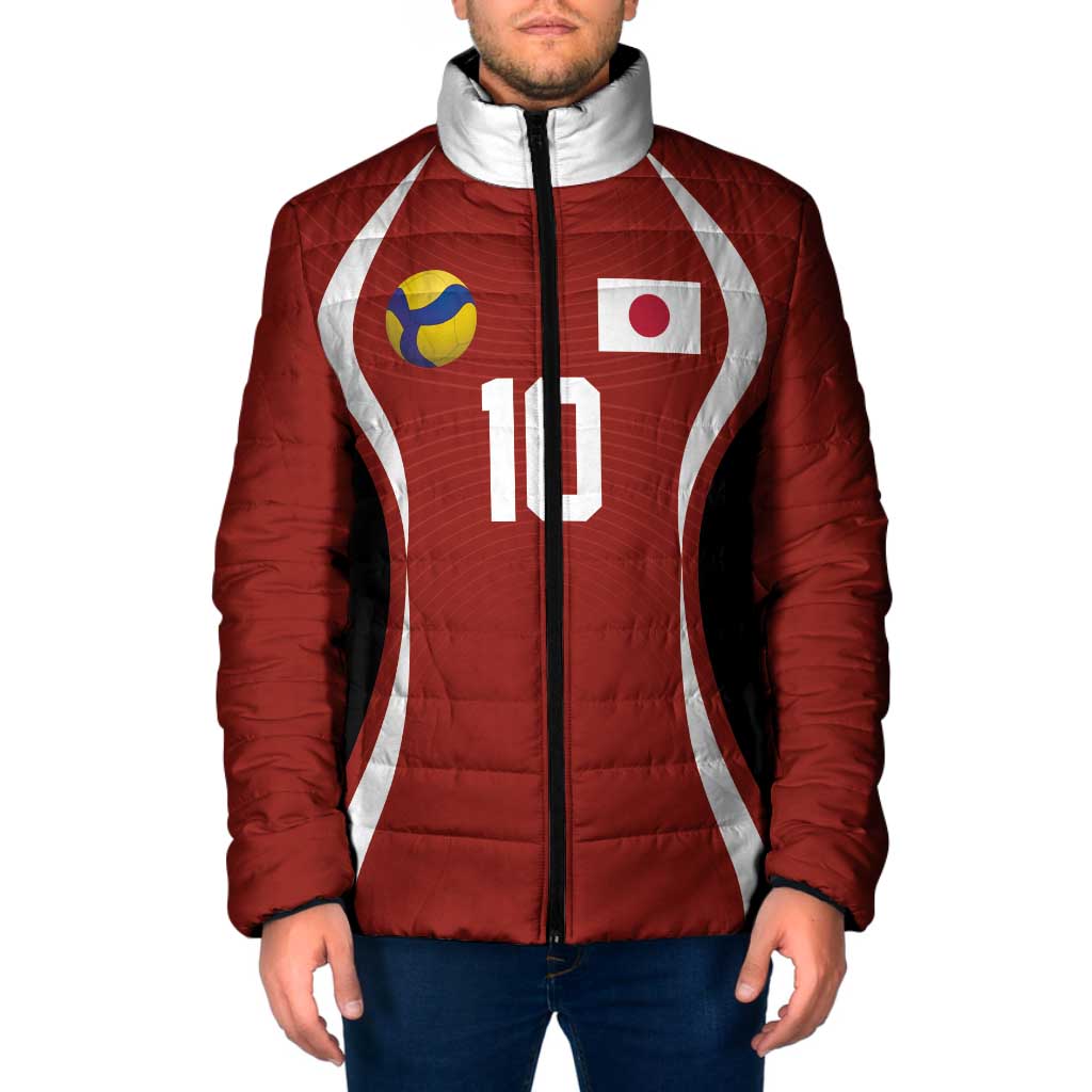 Custom Japan Volleyball Padded Jacket Sporty Style Red Color