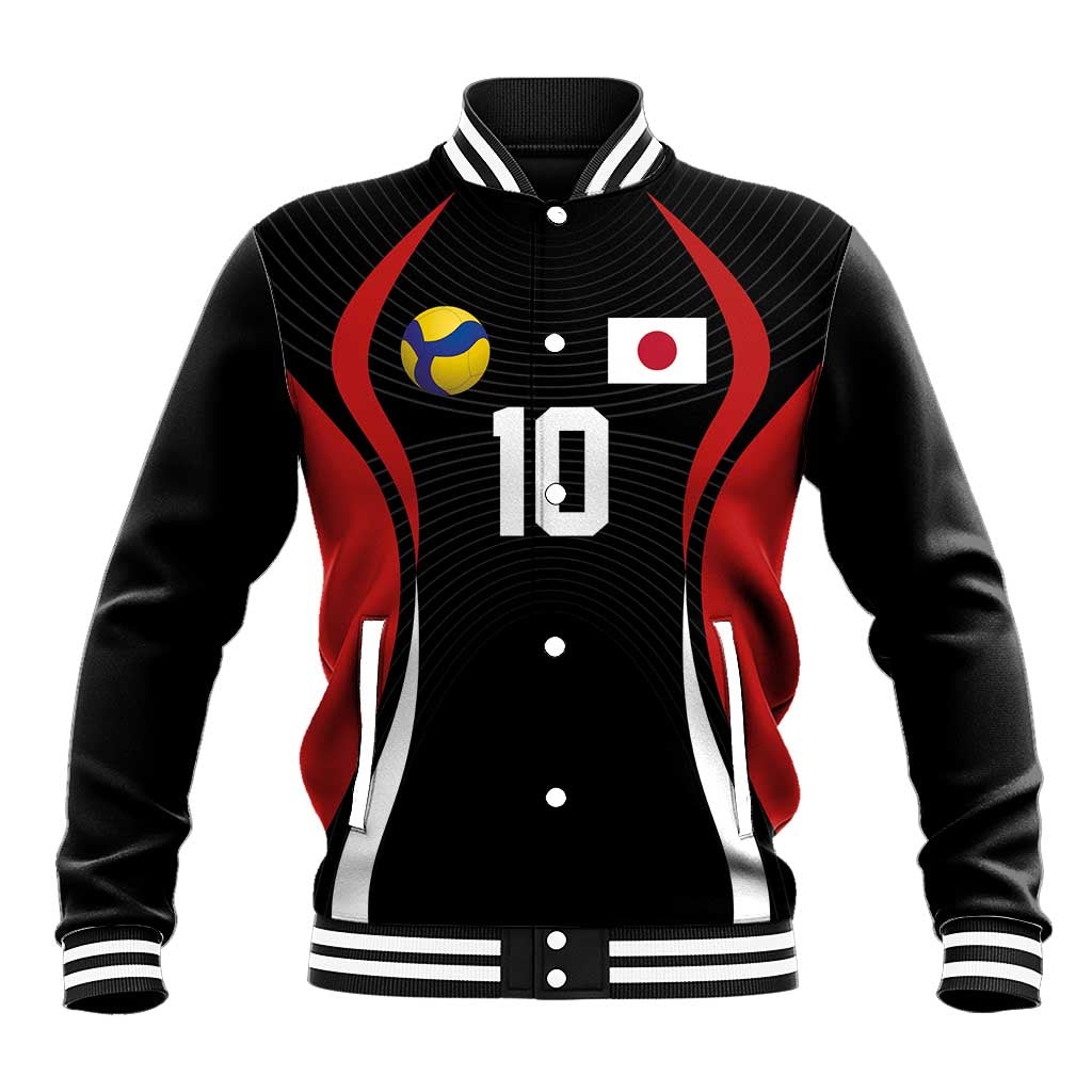 Custom Japan Volleyball Baseball Jacket Sporty Style Black Color