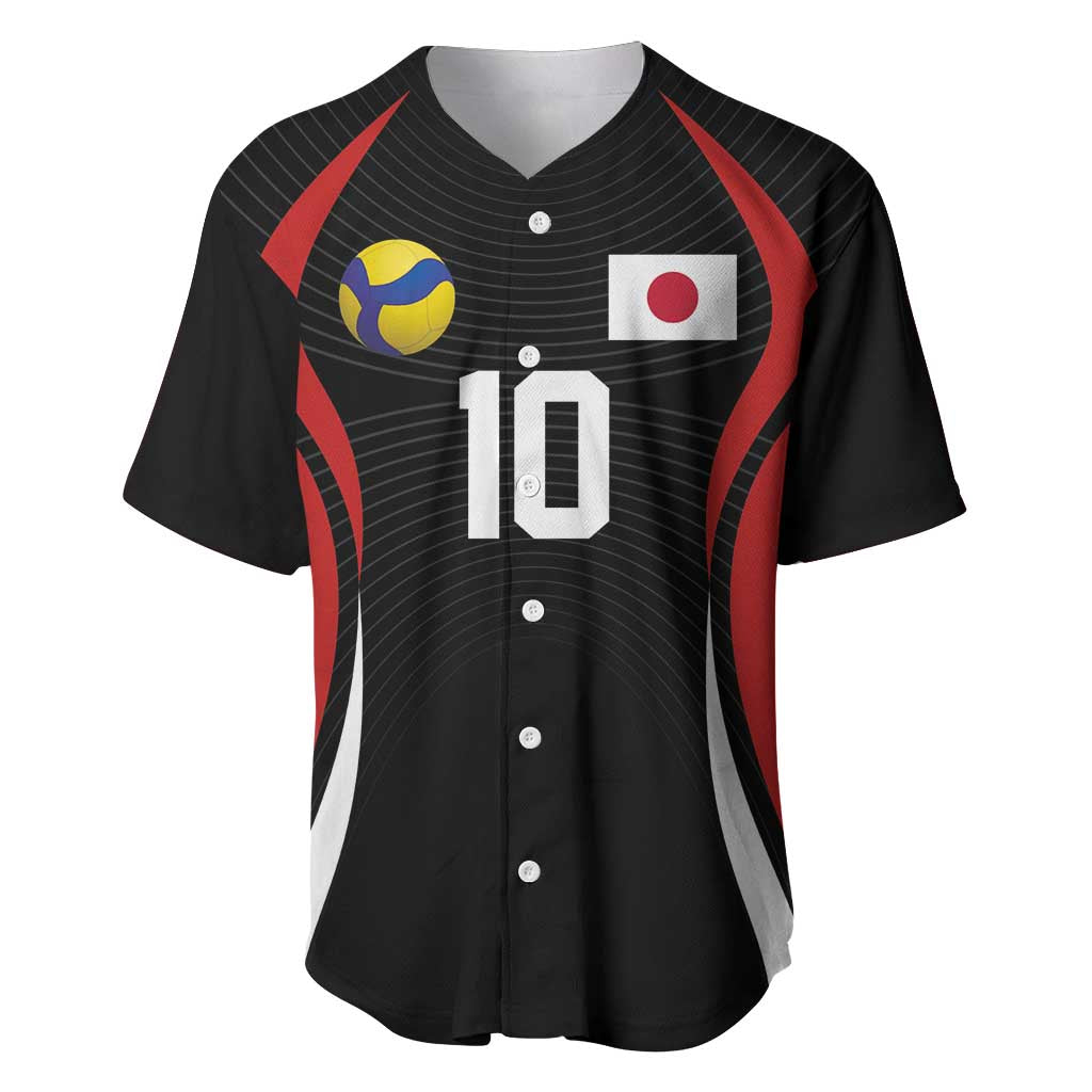 Custom Japan Volleyball Baseball Jersey Sporty Style Black Color