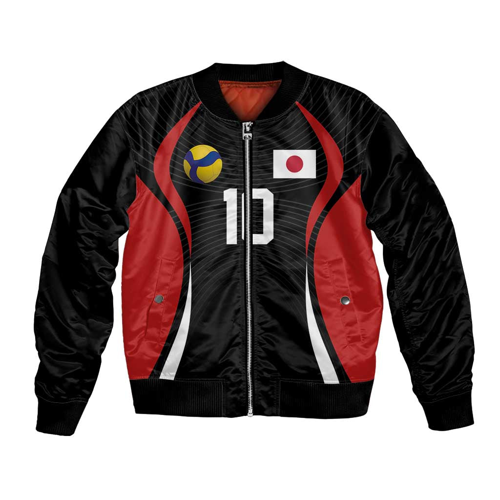 Custom Japan Volleyball Bomber Jacket Sporty Style Black Color